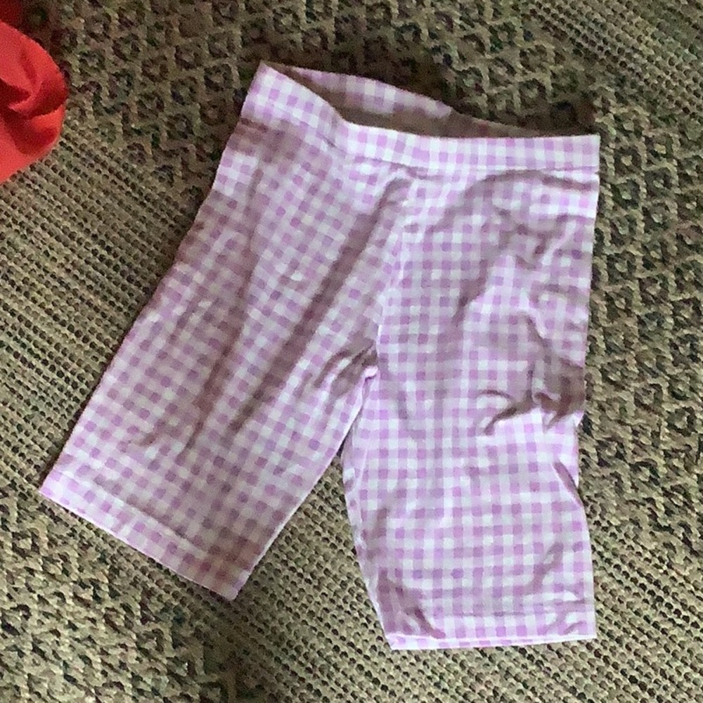 Purple and white kids biker shorts